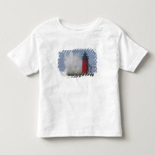 People on jetty watch large breaking waves in 2 toddler T-Shirt