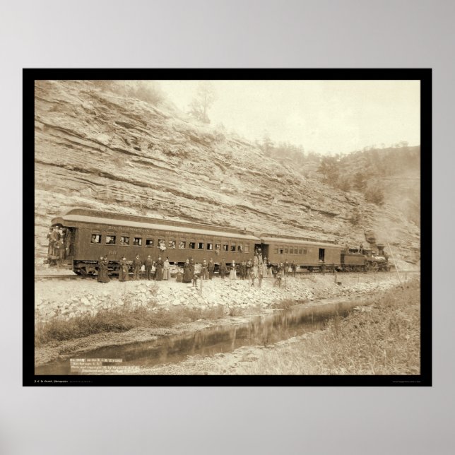 People Outside Train near Hot Springs SD 1891 Poster (Front)