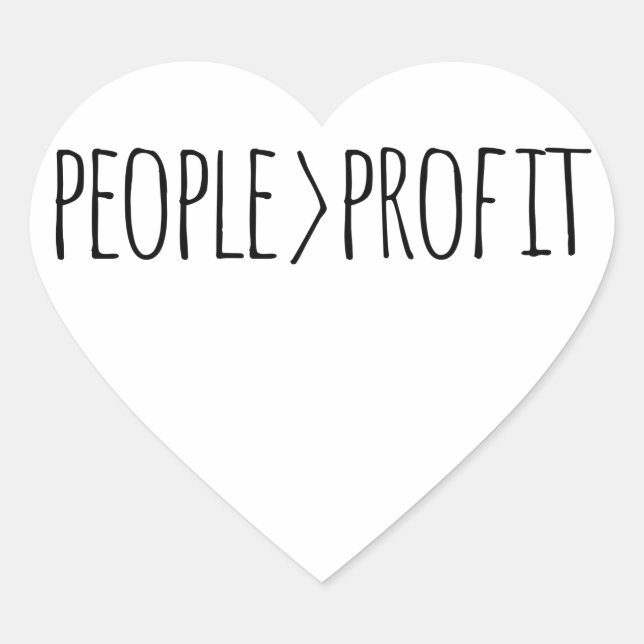 People Over Profit   Heart Sticker (Front)
