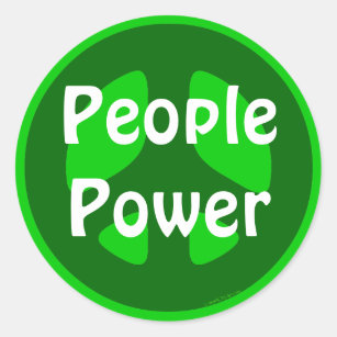 People Power Green Peace Sign Stickers