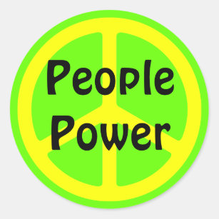 People Power Yellow Peace Sign Classic Round Sticker