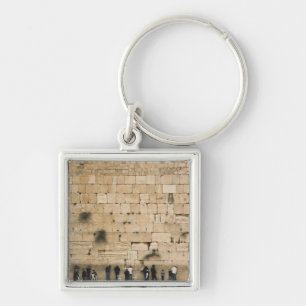 People praying at the wailing wall key ring