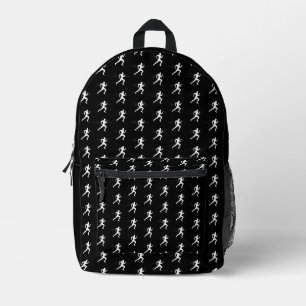 People Running Silhouette HeartBeat Line Black Printed Backpack