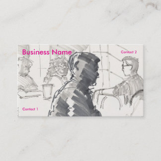 People sat inside a pub drawing business card