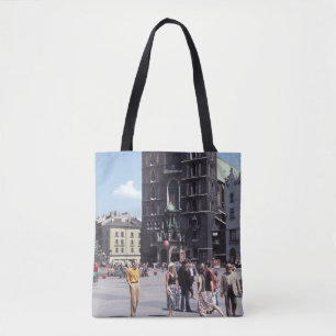 PEOPLE STANDING BESIDE CONCRETE CATHEDRAL TOTE BAG