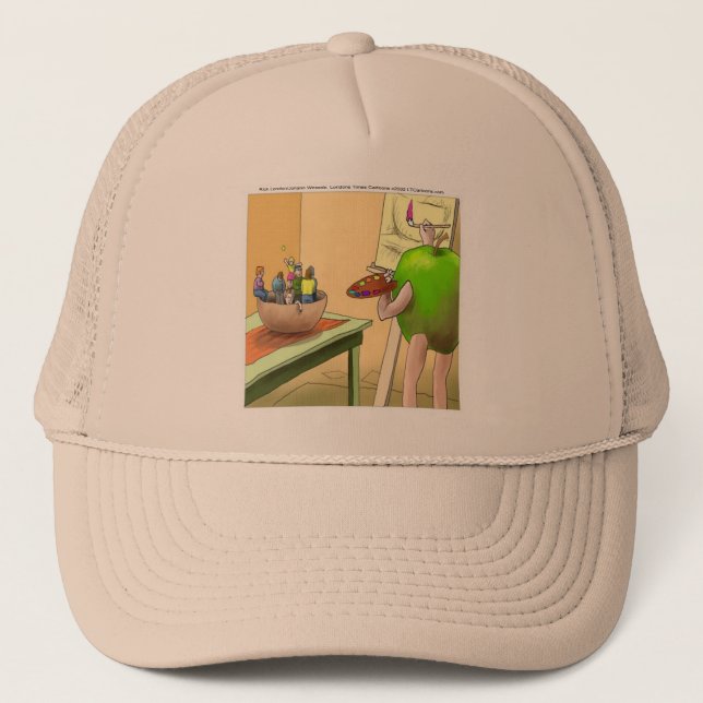 People Still Life Funny Cartoon Trucker Hat (Front)
