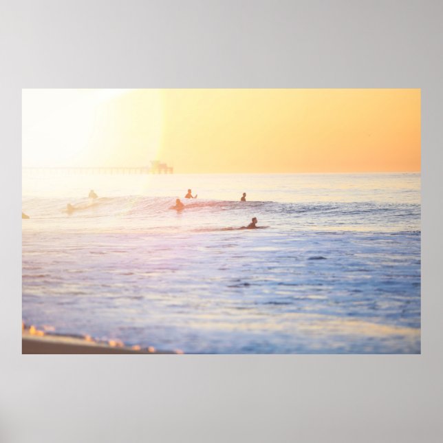 People surfing on beach poster (Front)