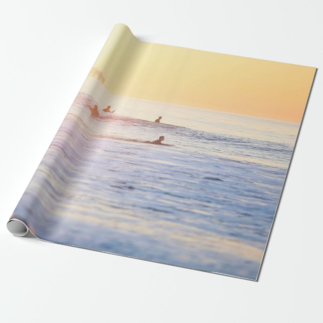 People surfing on beach wrapping paper (Unrolled)
