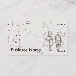 People walking English street drawing Business Card