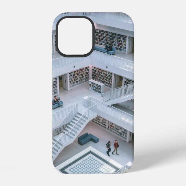 PEOPLE WALKING INSIDE LIBRARY iPhone CASE (Back)