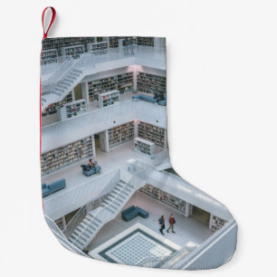 PEOPLE WALKING INSIDE LIBRARY SMALL CHRISTMAS STOCKING