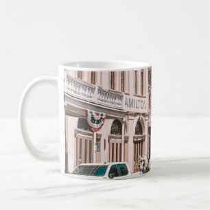 PEOPLE WALKING ON STREET NEAR CARS AND BUILDINGS D COFFEE MUG