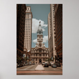 PEOPLE WALKING ON STREET NEAR HIGH RISE BUILDINGS POSTER