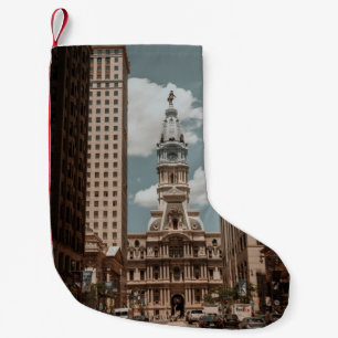 PEOPLE WALKING ON STREET NEAR HIGH RISE BUILDINGS  SMALL CHRISTMAS STOCKING