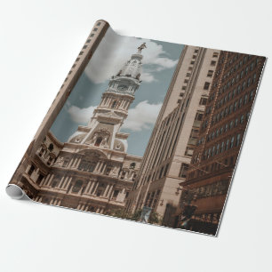 PEOPLE WALKING ON STREET NEAR HIGH RISE BUILDINGS WRAPPING PAPER