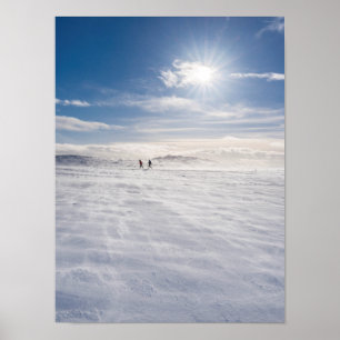 People walking over snow, Iceland Poster