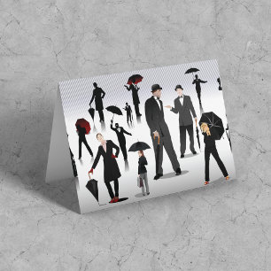 People With Umbrellas Card