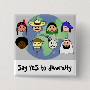 People worldwide anti racism pro diversity 15 cm square badge