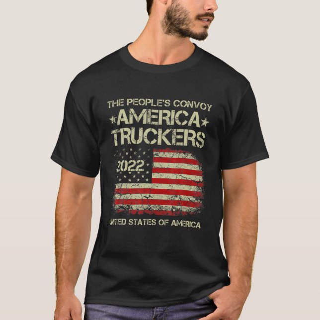 People's Convoy 2022 I Support Truckers American F T-Shirt (Front)