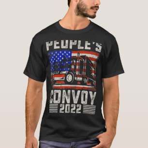 People's Convoy 2022 Support Truckers American Fla T-Shirt