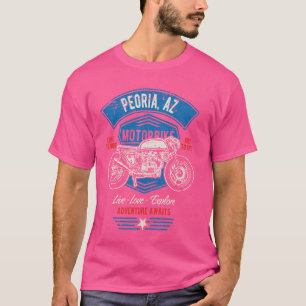 Peoria AZ USA Distressed Style Motorcycle Design T-Shirt