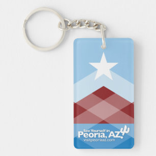 Peoria Flag Keychain, Rectangular Key Ring