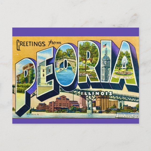 Peoria Illinois Greetings Postcard (Front)