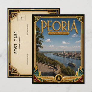 Peoria Illinois Vintage Art Deco Golden Age Postcard