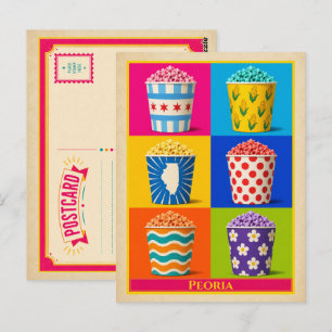 Peoria Postcard Illinois Popcorn Vintage Pop Art