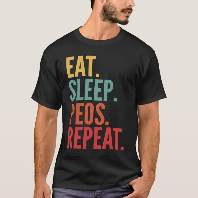 Peos Crypto Eat Sleep Peos Repeat T-Shirt (Front)