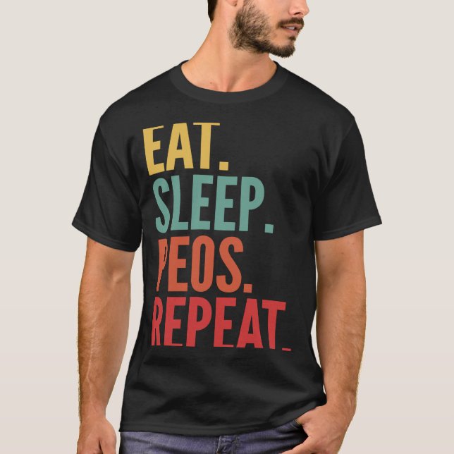 Peos Crypto Eat Sleep Peos Repeat T-Shirt (Front)