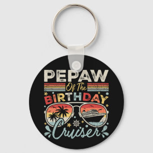 Pepaw of the Birthday Cruiser Vacation Circle Key Ring
