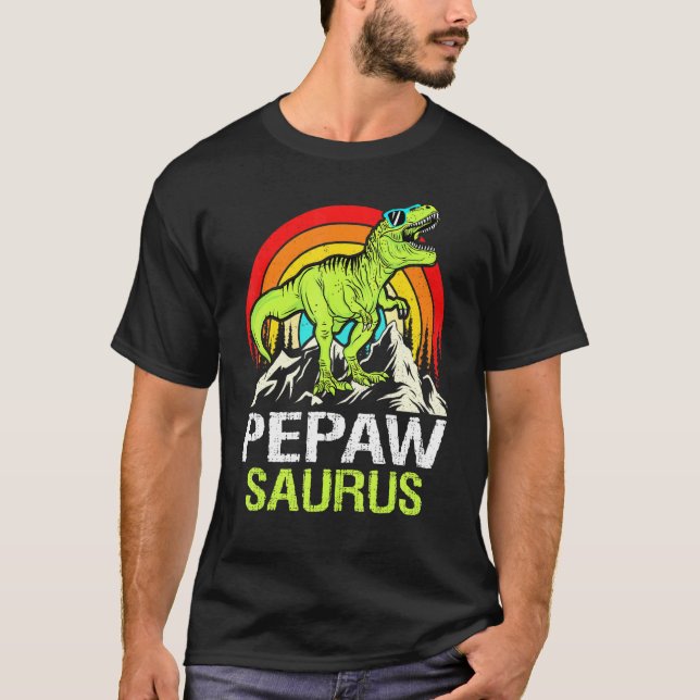 Pepawsaurus Dinosaur Grandpa Pepaw Saurus Father's T-Shirt (Front)
