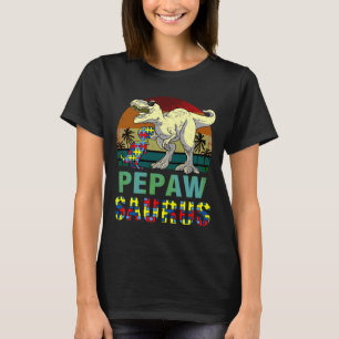 Pepawsaurus Dinosaur Rex Pepaw Saurus Autism Aware T-Shirt
