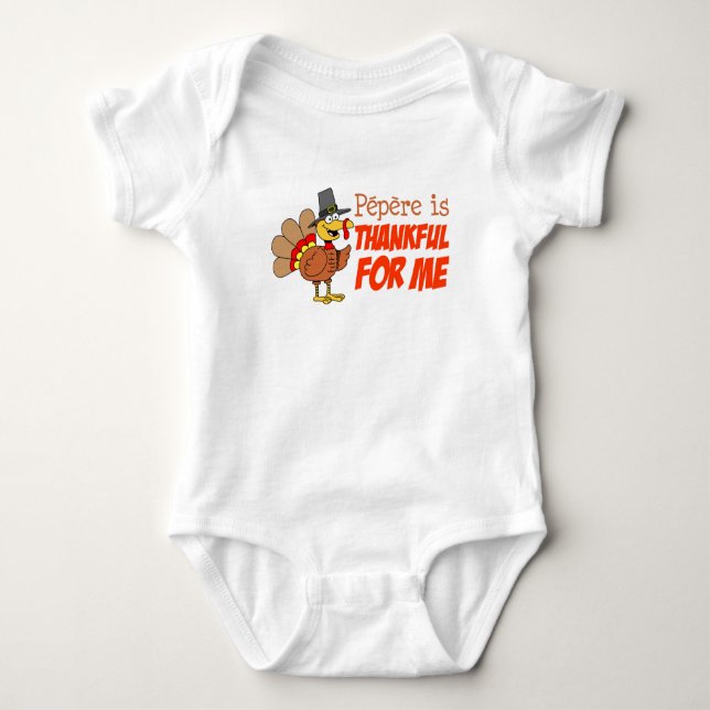 Pepere is Thankful For Me Baby Bodysuit (Front)