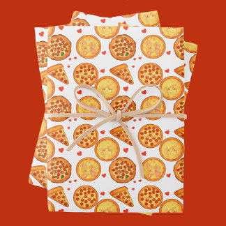 Peperroni ,Cheese And Margherita Pizza Wrapping Paper Sheet