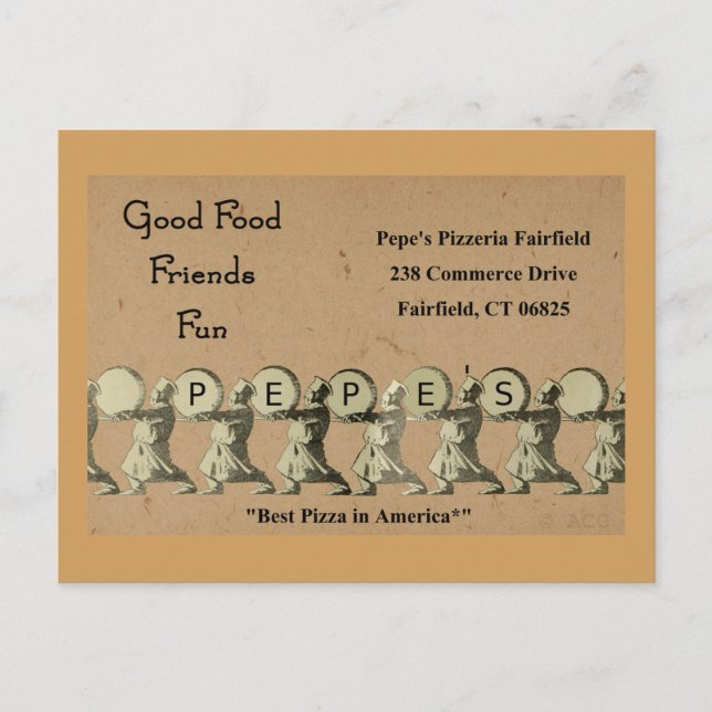 Pepe's Pizzeria Fairfield Postcard (Front)