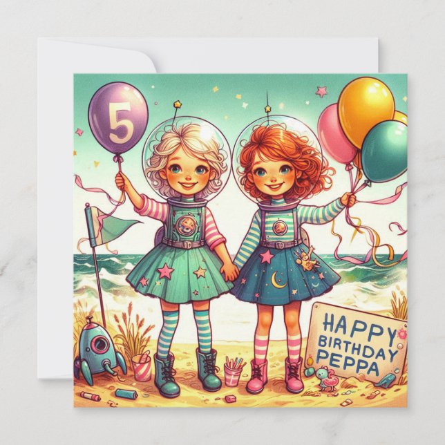 PEPPA ~ 5 YEARS ~ Birthday Card ~ (Front)
