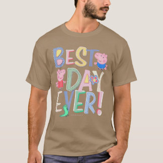 Peppa Pig Best Day Ever Colorful Font Patterns fri T-Shirt