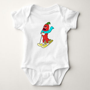 Pepper as Skier with Ski Baby Bodysuit