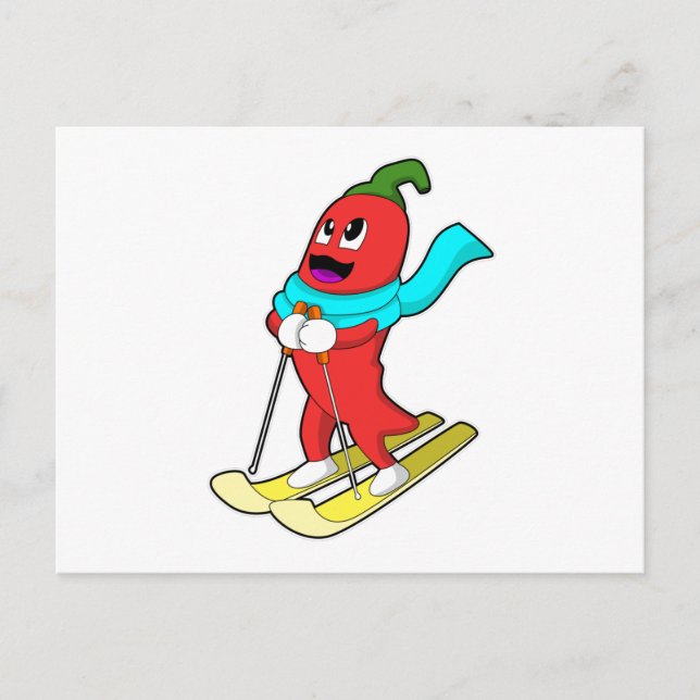Pepper as Skier with Ski Postcard (Front)