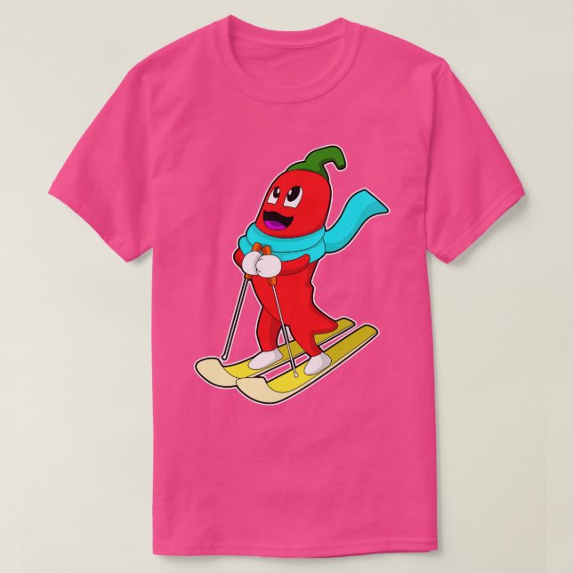 Pepper as Skier with Ski T-Shirt (Design Front)