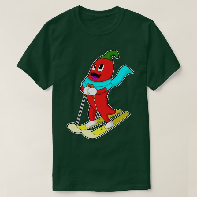 Pepper as Skier with Ski T-Shirt (Design Front)