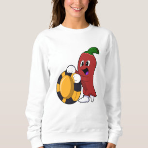 Pepper at Poker with Poker chips Sweatshirt