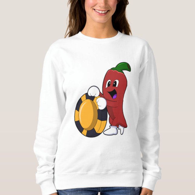 Pepper at Poker with Poker chips Sweatshirt (Front)