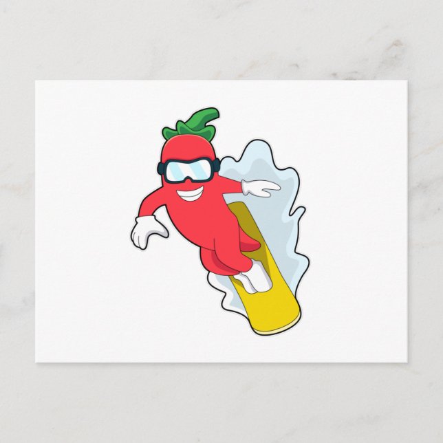 Pepper at Snowboarding with Snowboard Postcard (Front)
