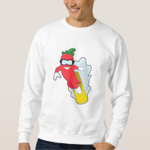 Pepper at Snowboarding with Snowboard Sweatshirt