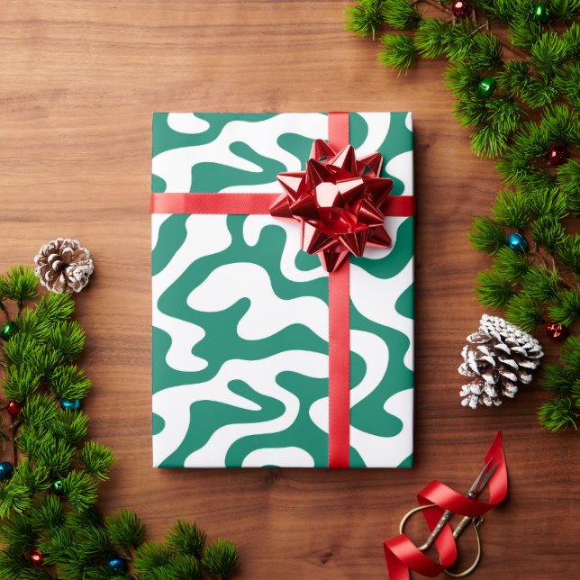 Pepper Green abstract liquid pattern Wrapping Paper (Holiday Gift)