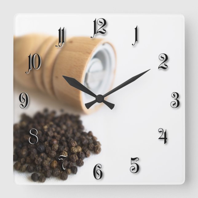 Pepper mill square wall clock (Front)