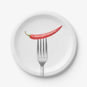 Pepper on a fork paper plate